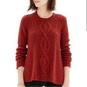 Madewell Firelight Cable Knit Split Sweater Red Orange Small
